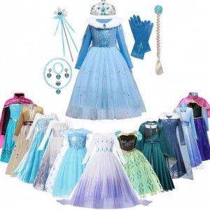 Anna Elsa Công chúa trang phục cho trẻ em Halloween Giáng sinh Cosplay Nữ hoàng Nữ hoàng Fancy Dresses Girls Snowflake Prom áo choàng