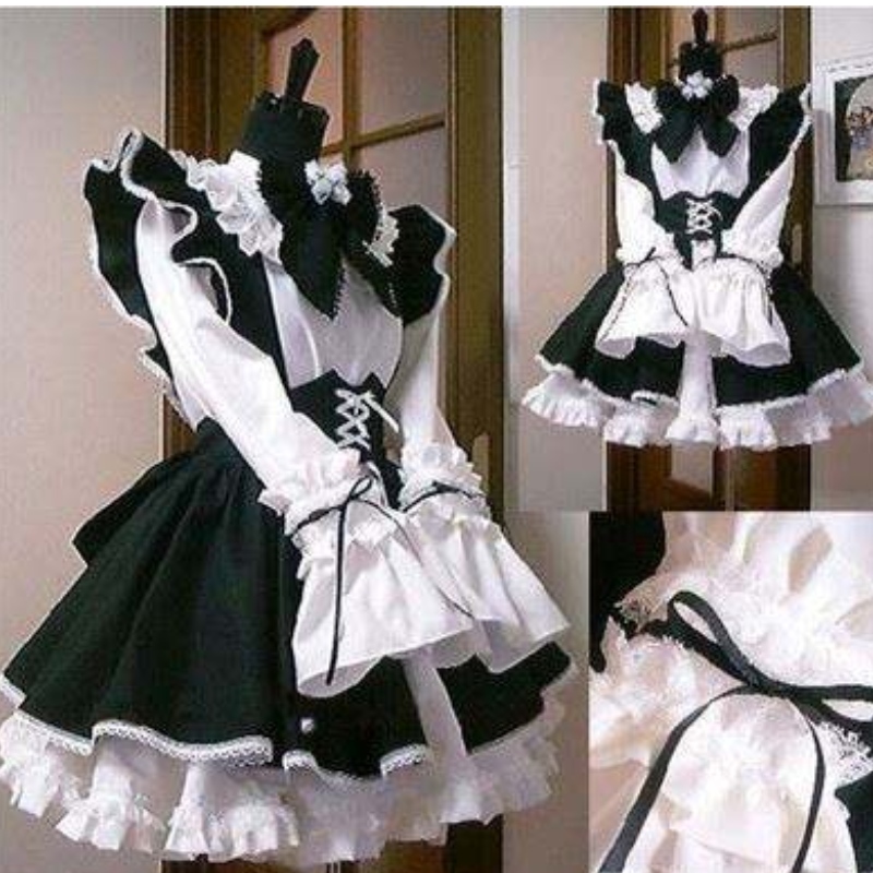 Trang phục phụnữ trang phục anime váy đen và trắng váy Lolita váynam cafe trang phục cosplay trang phục