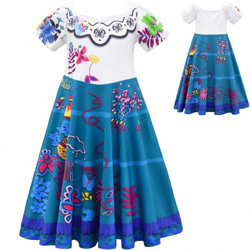 Encanto cosplay trang phục trang phục cô gái cho lễ hội lễ hội lễ hội công chúa princess quần áo hoa xù lông dài