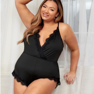 Bodysuit ren scalloped sexy bao bọc mặt trước và máy bán thân