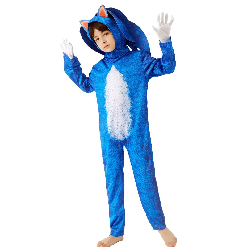 Phong cách mới của các chàng trai áo liền quần với phụ kiện tiệc cosplay quần áo trẻ em Sonic Halloween trang phục