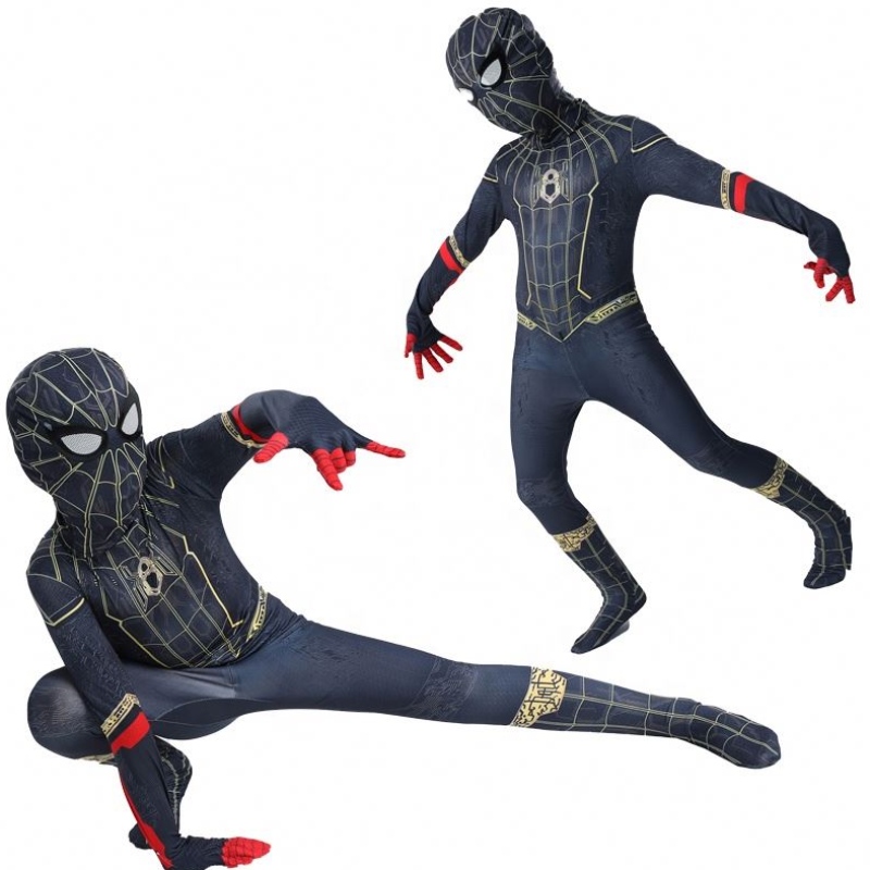 Nhà máy cộng với kích thước Jumpsuit Halloween Cosplay Sets Black Spider Man Costumes New New