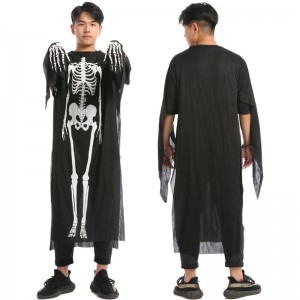 Trang phục cosplay Halloween bán buôn Skeleton Cape Cape Trang phục với mặtnạ cho trẻ em