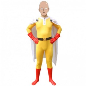 Bữa tiệc Halloween Halloweennổi tiếngnhất&adults Superhero Jumpsuit với Cloak Cosplay Anime One Punch Man Saitama Trang phục hoạt hình