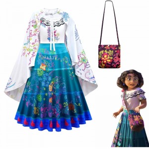 Baige Carnival Halloween Party Party Quần áo Hoa Ruffles Long Dress Mirabel Encanto Trang phục