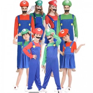 Quần áo Super Mario Người lớn và trẻ em Mario Gia đình Bros Cosplay Trang phục đặt trẻ em quà tặng Halloween Party Mario&Luigi Quần áo