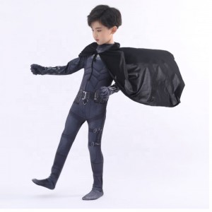 Phong cách mới Bodysuit Halloween Halloween Kids Superhero Trang phục cosplay Phim trang phục Pattinson The Bat Man With Cape&Mask