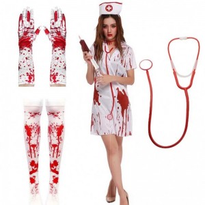 2022 Halloween Killer Người chăm sóc phụnữ Zombie Nurse Trang phục đẫm máu HCVM-016