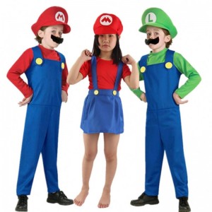 Trẻ em siêu mari bros cosplay jumpsuit phù hợp với bé gái halloween anime fantasy romper luigi anh em trang phục trang phục