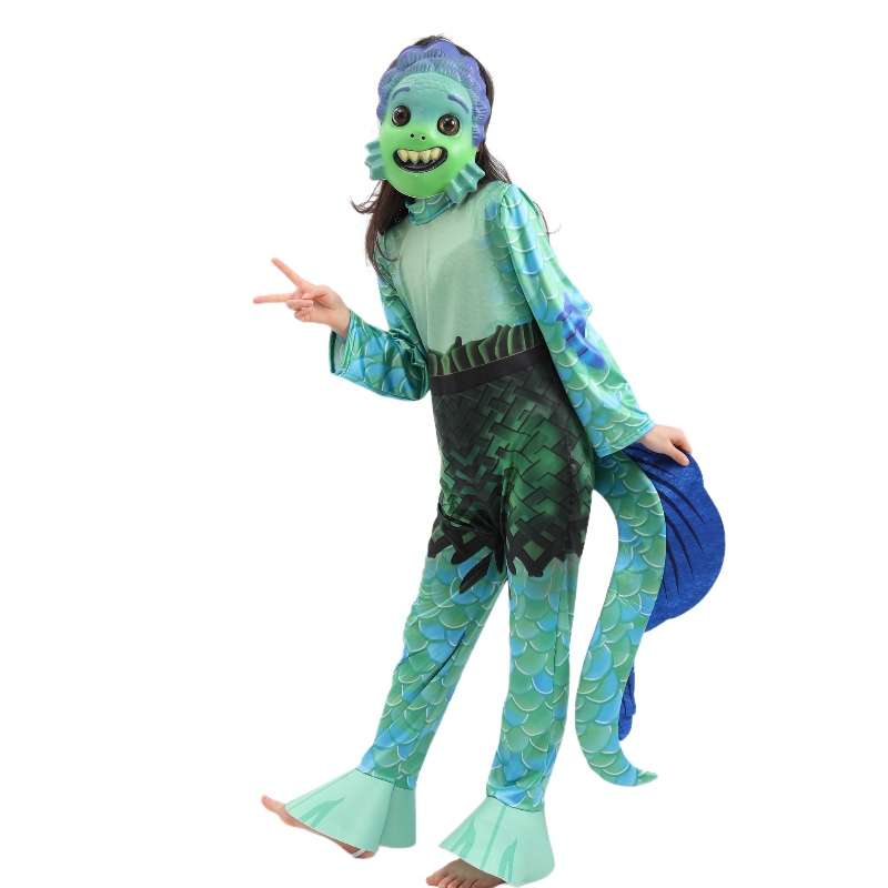 Phong cách mới trẻ em Phim Monster Cosplay Jumpsuit Boys Luca Halloween Trang phục cho trẻ em