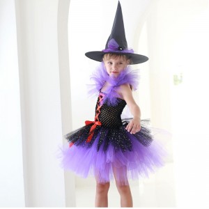 Amazon Hot Bán Tutu Trang phục trang phục phù thủy cho các cô gái với Mũ phù thủy Halloween Carnival Party
