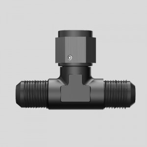 Male Tee Fiting Adaptaor with Female Swivel on Side Black