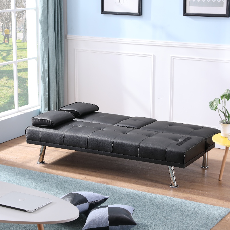 Sofa phòng khách bằng da giả bộ sofa với chiếc giường sofa gấp cupholder