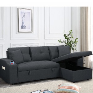 Vải đúng Chaise mặt sofa phòng khách giường sofa giường với Ottoman