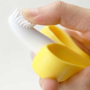 Chuối em bé teether silicone băm răng trẻ em trẻ em bàn chải đánh răng mini bàn chải đánh răng và đồ chơi teether