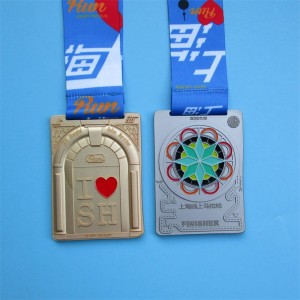 Kẽm hợp kim mạ vàng Huy chương kết hợp lá chắn đồng bạc