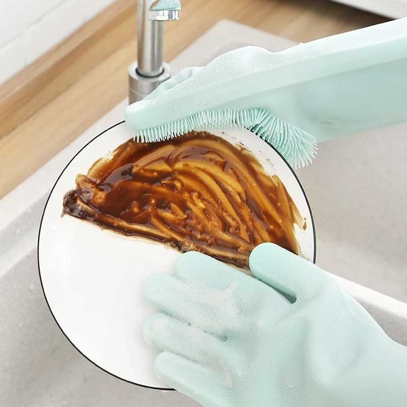 Găng tay làm sạchnhà bếp găng tay gia dụng găng tay cao su để rửa bát găng tay silicone rửa chén,