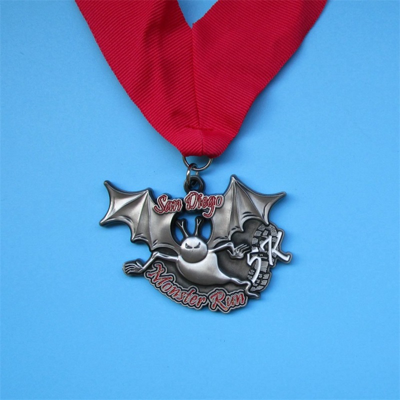 Huy chương giải thưởng logo tùy chỉnh củanhà máy với dải băng màu vàng trống bằng đồng xe đạp chạy marathon marathon huy chương thể thao