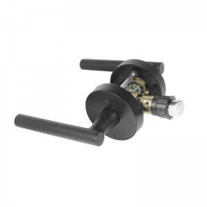 R7506 Tay cầm cửa màu đen với thiết kế tròn mỏng hiện đại cho phòngngủnhà hoặc phòng tắm riêng tư, khóa cửa không chìa khóa