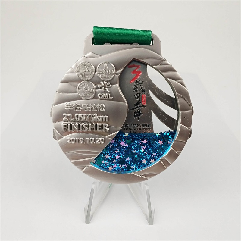 Thiết kế Huy chương Hợp kim Thể thao của riêng bạn với dây buộc tiêm Huy chương Silver và Huy chương bạc lấp lánh lấp lánh