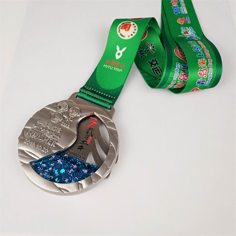 Thiết kế Huy chương Hợp kim Thể thao của riêng bạn với dây buộc tiêm Huy chương Silver và Huy chương bạc lấp lánh lấp lánh