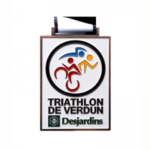 Huy chương thể thao kim loại hình dạng hình dạng tùy chỉnh cho Huy chương Triathlon bán buôn