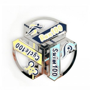 Huy chương Champion Tùy chỉnh Huy chương Antique Thiết kế 3D Triathlon Huy chương