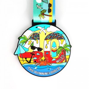 Logo tùy chỉnh với Ribbon Blank Gold Silver Huy chương kim loại tùy chỉnh Thể thao Brazil Green Green Round Marathon