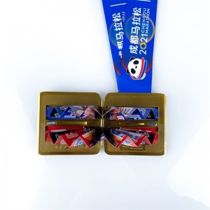 Huy chương marathon marathon kim loại vàng tùy chỉnh được tùy chỉnh