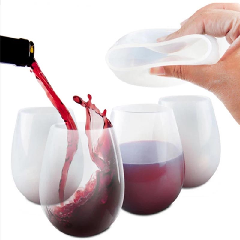 Ly rượu silicone 12oz không thể phá vỡ, ly rượu chống vỡ có thể tái sử dụng cho các bữa tiệc, cắm trại, bãi biển và thuyền