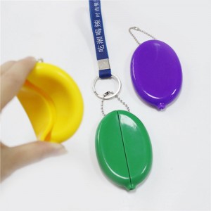 Túi đựng đồng xu đồng xu hình bầu dục silicone, Túi củanam giới với dây chuyền, túi silicon cấp thực phẩm, thân thiện với môi trường và không thấmnước