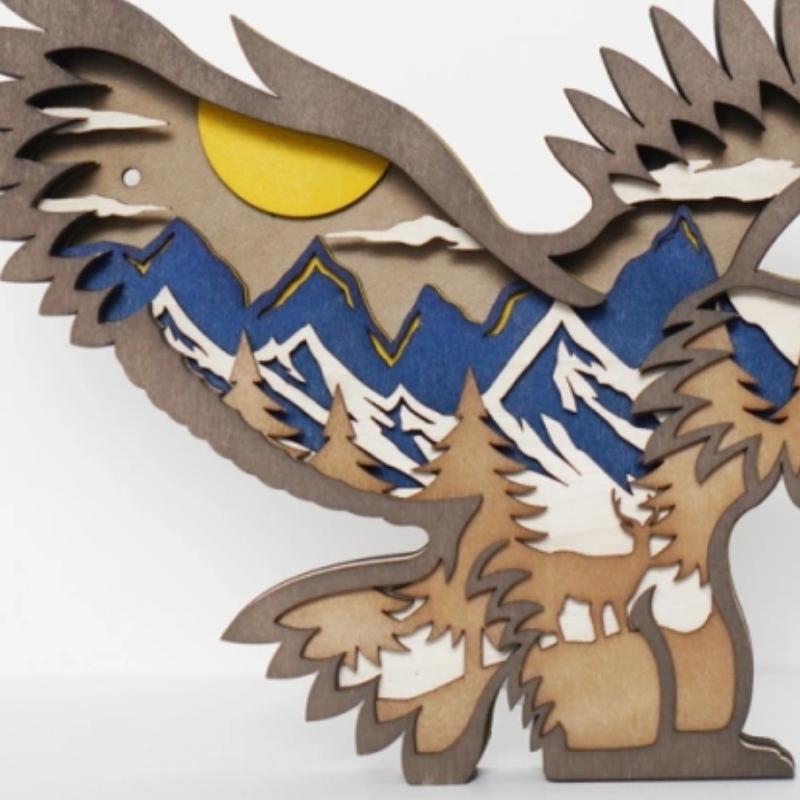 Trang trí thủ công bằng gỗ 3D Eagle