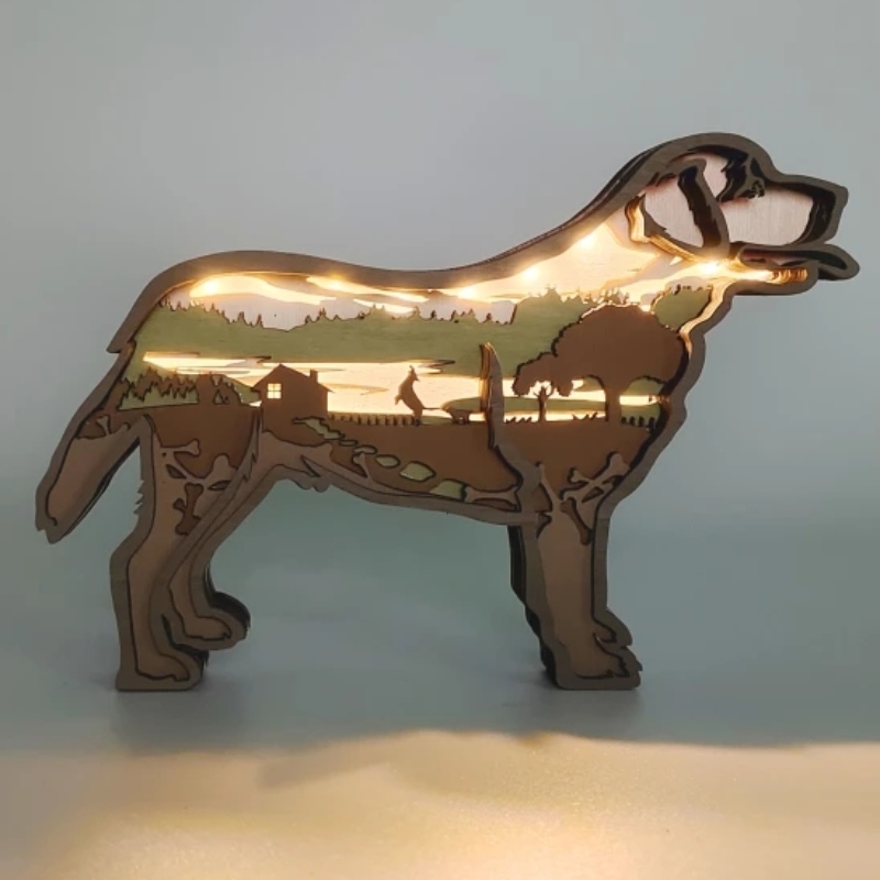 Trang trí thủ công bằng gỗ 3D Labrador