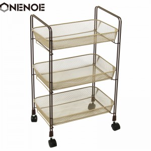 Onenoe Design Hyundai Metal Mesh 3 lớp lưu trữ quản lý đa năng tiện ích lăn xe đẩy nhà bếp nặng nề có thể tháo rời xe đẩy với giỏ