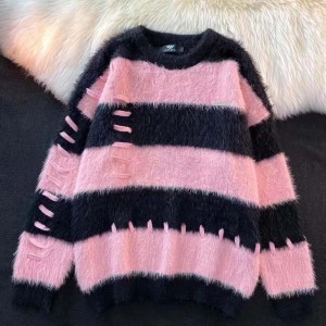 Phiên bản mùa thu và mùa đông Phiên bản Hàn Quốc màu áo len sọc sọc sọc