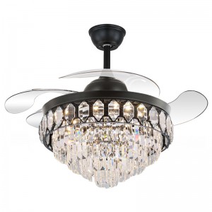 Quạt trần K007 với ánh sáng 3 màu 42 inch từ xa với loa Crystal Fan Chandelier