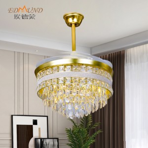 Quạt trần K010 với đèn 3 màu 42 inch từ xa với loa Crystal Fan Chandelier