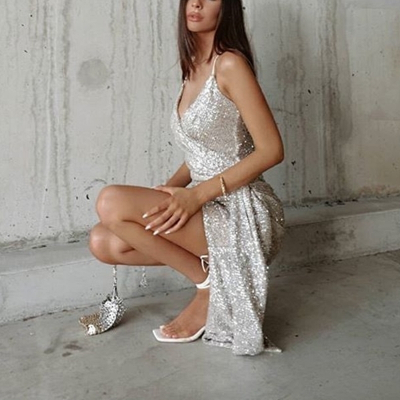 Trang phục gợi cảm lớp cao cấp thiết kế đắt tiền cảm giác thích hợp ánh sáng sang trọng sequins sinhnhật ăn mặc thườngniên ăn mặc váy dạ hội
