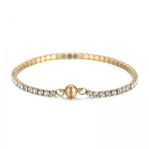 Châu Âu và Hoa Kỳ Xu hướng Thép Titan Thép vuông Zircon Ins Wind Tay Đồ trang trí bằng thép không gỉ Đá vuốt Single Kim cươngnam Magnet Buckle