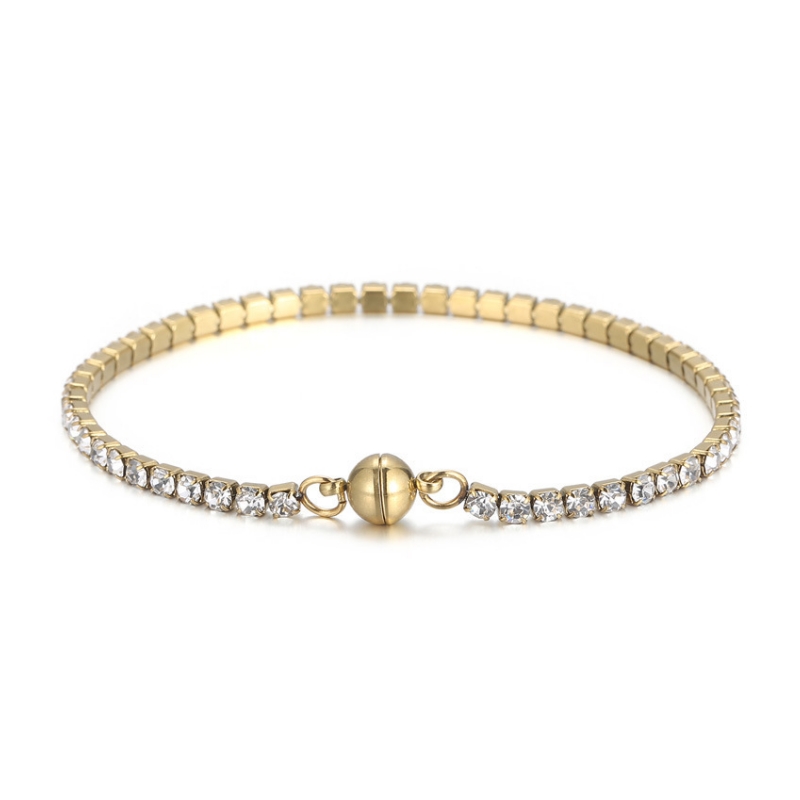 Châu Âu và Hoa Kỳ Xu hướng Thép Titan Thép vuông Zircon Ins Wind Tay Đồ trang trí bằng thép không gỉ Đá vuốt Single Kim cươngnam Magnet Buckle