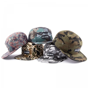 Tùy chỉnh chất lượng cao thoải mái flat brim Snapback Mũ trẻ em 5 Bảng trại Camp với miếng vá da