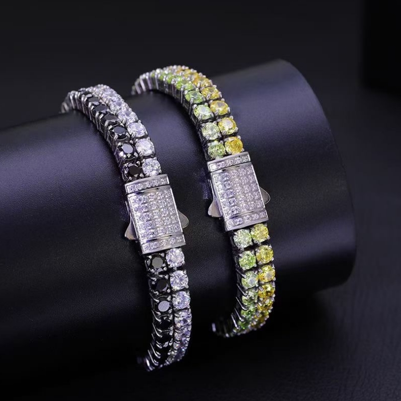 Double Row Diamond Thép không gỉ không bị mờnhạt trong vòng tay quần vợt kim cương carbon cao