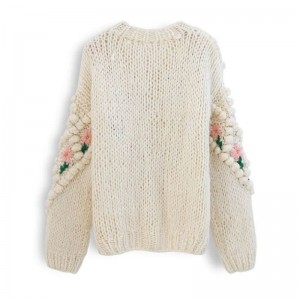 Nút dệt kim tùy chỉnh Cardigan thêu crochet cộng với áo len phụnữ có kích thước