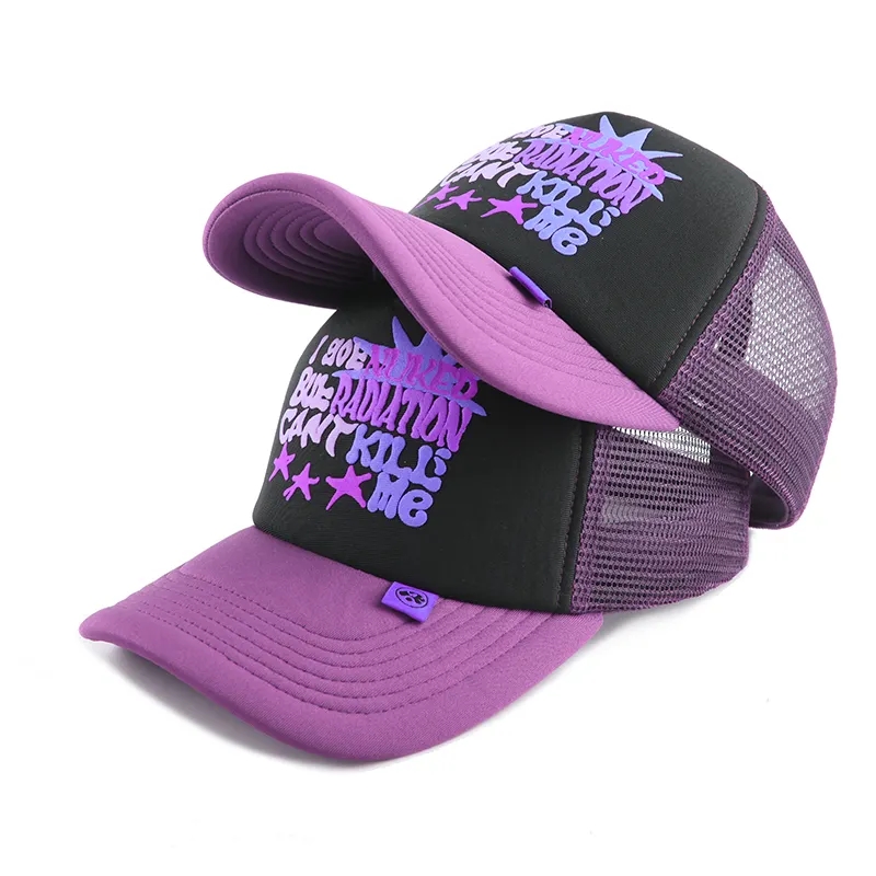 Mũ xe tải thêu tùy chỉnh Mũ màn hình in ấn puffer logo trơn xốp xe tải xe tải mũ thoáng khí