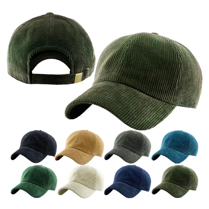 Corduroy Bóng chày Cap 6 Bảng trống Bố Cap Sport Mat Winter Hat LOGO logo