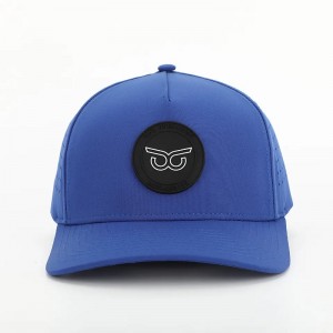 Thời trang mới tùy chỉnh PVC Patch Logo 5 Bảng Golf Sport Polyester Sport Polyester, Laser Cut Perforated Dad Gorras, Cap bóng chày dây