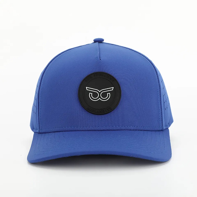 Thời trang mới tùy chỉnh PVC Patch Logo 5 Bảng Golf Sport Polyester Sport Polyester, Laser Cut Perforated Dad Gorras, Cap bóng chày dây