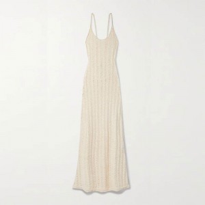 Cácnhà sản xuất hàng dệt kim tùy chỉnh Cổ tròn Sling Halls Out Backless Sexy Women váy dệt kim