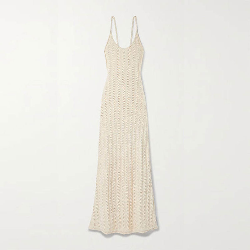 Cácnhà sản xuất hàng dệt kim tùy chỉnh Cổ tròn Sling Halls Out Backless Sexy Women váy dệt kim