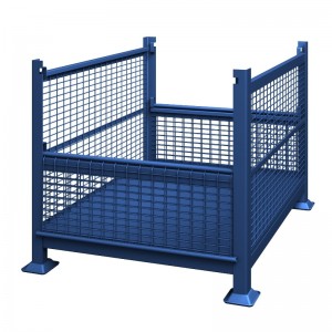 Hộp chứa lưới kim loại với mộtnửa cửa thả - có thể sụp đổ